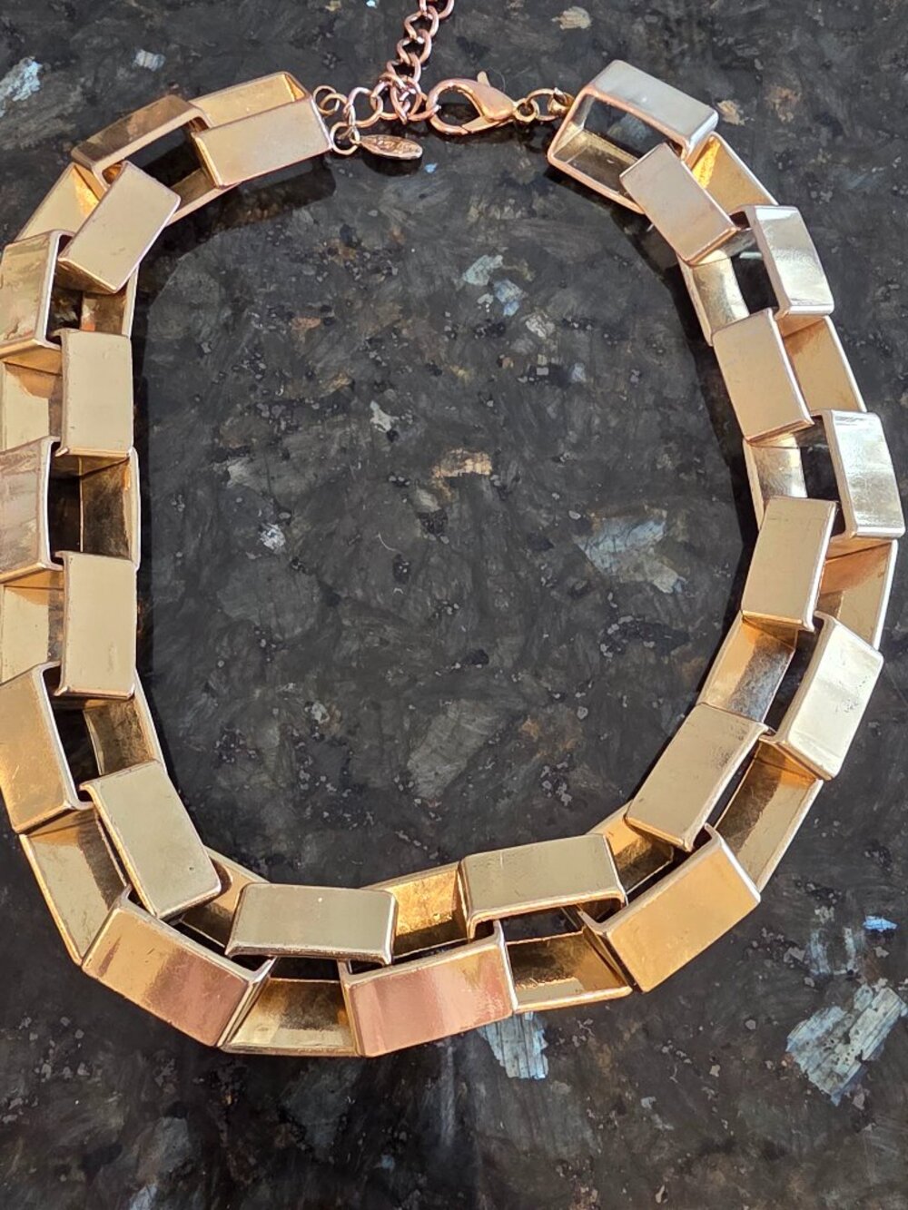 Traci Lynn "Jigsaw" Statement Necklace | Bold Gold Geometric Link Choker